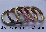 CEB09 5pcs 11.5mm width gold plated alloy with enamel bangles wholesale