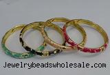 CEB106 7mm width gold plated alloy with enamel bangles wholesale