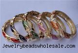 CEB16 5pcs 13.5mm width gold plated alloy with rhinestone & enamel bangles