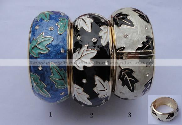 CEB21 5pcs 32mm width gold plated alloy with rhinestone & enamel bangles