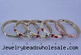 CEB30 5pcs 8mm width gold plated alloy with enamel bangles