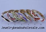 CEB33 6pcs 10mm width gold plated alloy with enamel bangles