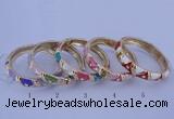 CEB34 5pcs 12mm width gold plated alloy with enamel rhinestone & bangles