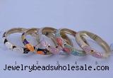 CEB35 5pcs 12mm width gold plated alloy with enamel bangles