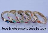 CEB36 5pcs 12mm width gold plated alloy with enamel rhinestone & bangles