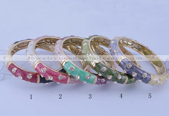 CEB37 5pcs 12mm width gold plated alloy with enamel rhinestone & bangles