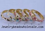 CEB39 5pcs 14mm width gold plated alloy with enamel bangles