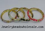 CEB51 7mm width gold plated alloy with enamel bangles wholesale