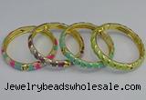 CEB54 7mm width gold plated alloy with enamel bangles wholesale