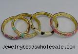 CEB55 7mm width gold plated alloy with enamel bangles wholesale