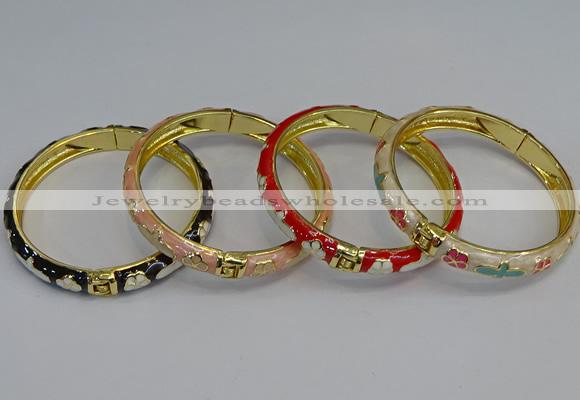 CEB56 7mm width gold plated alloy with enamel bangles wholesale