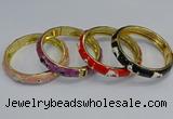 CEB63 9mm width gold plated alloy with enamel bangles wholesale