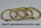 CEB72 6mm width gold plated alloy with enamel bangles wholesale