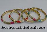 CEB73 6mm width gold plated alloy with enamel bangles wholesale