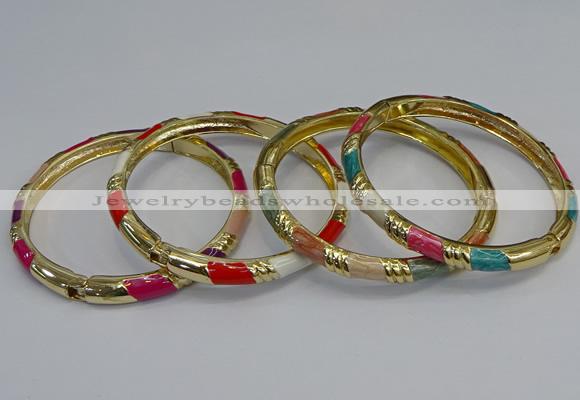 CEB73 6mm width gold plated alloy with enamel bangles wholesale