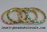 CEB74 6mm width gold plated alloy with enamel bangles wholesale