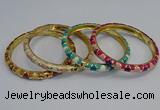 CEB86 7mm width gold plated alloy with enamel bangles wholesale