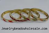 CEB93 7mm width gold plated alloy with enamel bangles wholesale