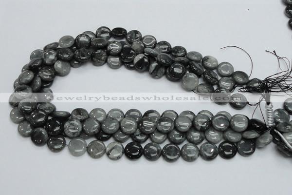 CEE12 15.5 inches 14mm flat round eagle eye jasper beads wholesale