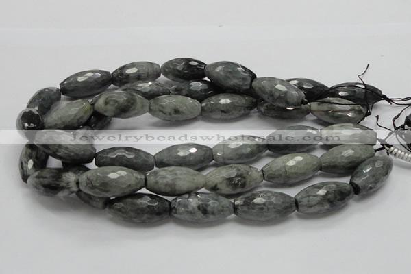 CEE32 15.5 inches 15*30mm faceted rice eagle eye jasper beads