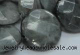 CEE39 15.5 inches 25mm faceted coin eagle eye jasper beads wholesale