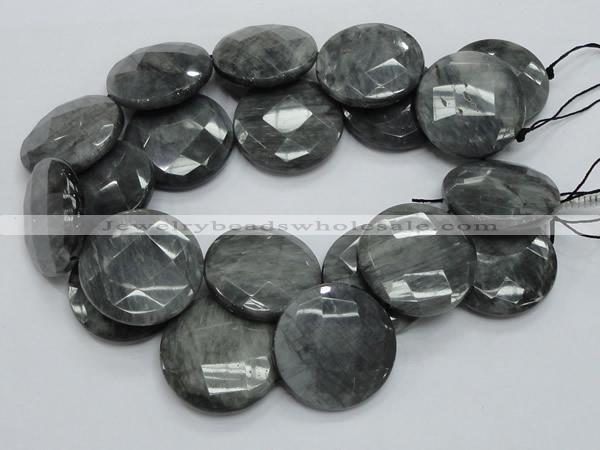 CEE41 15.5 inches 40mm faceted coin eagle eye jasper beads wholesale