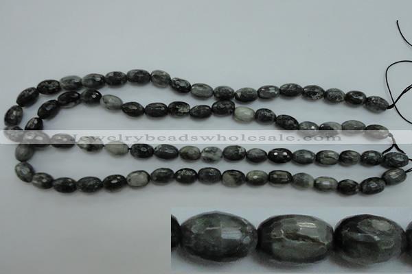 CEE71 15.5 inches 8*12mm faceted rice eagle eye jasper beads