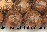 CEJ312 15 inches 10mm faceted round elephant skin jasper beads