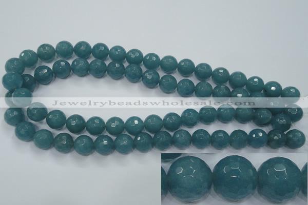 CEQ16 15.5 inches 12mm faceted round blue sponge quartz beads