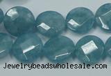 CEQ183 15.5 inches 14mm faceted coin blue sponge quartz beads