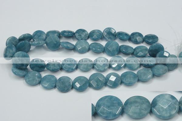 CEQ185 15.5 inches 18mm faceted coin blue sponge quartz beads