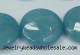 CEQ188 15.5 inches 30mm faceted coin blue sponge quartz beads