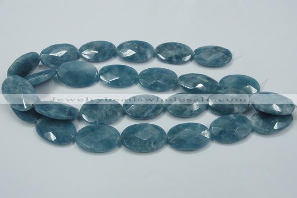 CEQ196 15.5 inches 20*30mm faceted oval blue sponge quartz beads