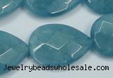 CEQ207 15.5 inches 22*30mm faceted flat teardrop blue sponge quartz beads