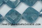 CEQ216 15.5 inches 20*20mm faceted diamond blue sponge quartz beads