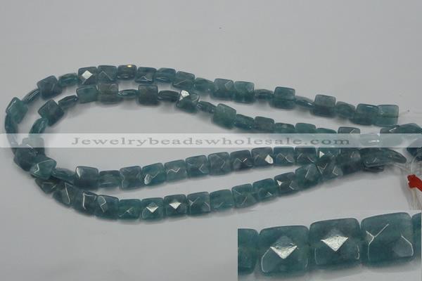 CEQ221 15.5 inches 10*10mm faceted square blue sponge quartz beads