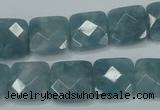 CEQ223 15.5 inches 14*14mm faceted square blue sponge quartz beads