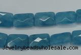 CEQ231 15.5 inches 10*14mm faceted rectangle blue sponge quartz beads