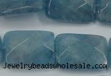 CEQ235 15.5 inches 18*25mm faceted rectangle blue sponge quartz beads