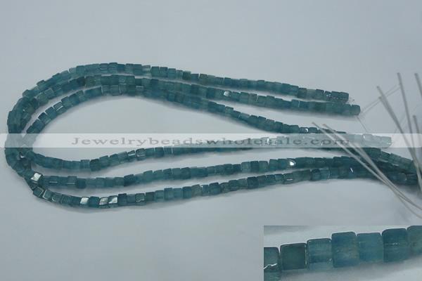 CEQ250 15.5 inches 4*4mm cube blue sponge quartz beads