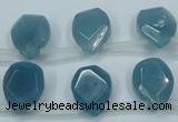 CEQ255 15.5 inches 13*16mm faceted flat teardrop blue sponge quartz beads