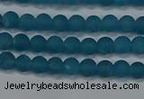 CEQ265 15.5 inches 4mm round matte blue sponge quartz beads