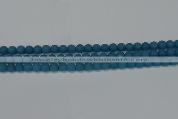 CEQ266 15.5 inches 6mm round matte blue sponge quartz beads