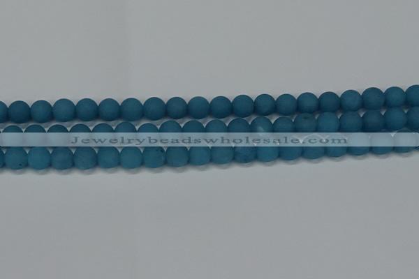 CEQ267 15.5 inches 8mm round matte blue sponge quartz beads