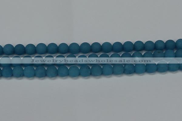 CEQ268 15.5 inches 10mm round matte blue sponge quartz beads