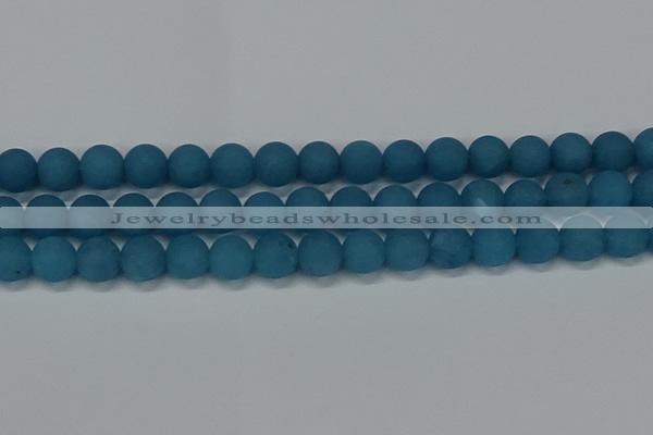 CEQ269 15.5 inches 12mm round matte blue sponge quartz beads