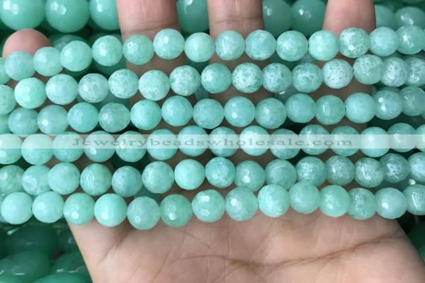 CEQ311 15.5 inches 6mm faceted round green sponge quartz beads