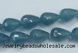 CEQ51 15.5 inches 10*14mm faceted teardrop blue sponge quartz beads