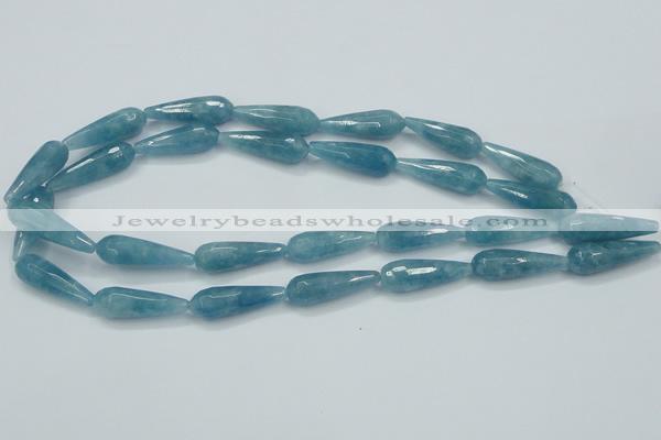 CEQ55 15.5 inches 10*30mm faceted teardrop blue sponge quartz beads