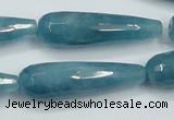 CEQ56 15.5 inches 12*40mm faceted teardrop blue sponge quartz beads